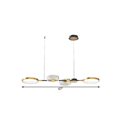 Modernist Circle Chandelier Lighting Metallic Dining Room LED Hanging Light Kit in Gold