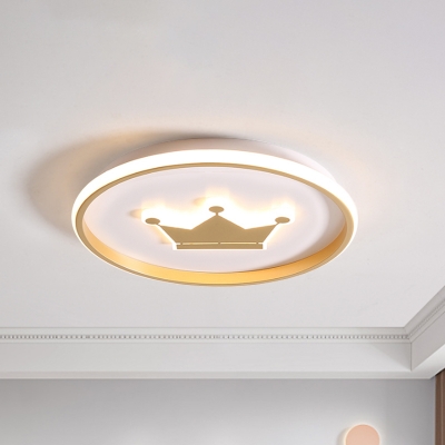Nordic Style LED Flush Mount Light Gold/Coffee Crown/Monkey Close to Ceiling Lighting with Metal Shade