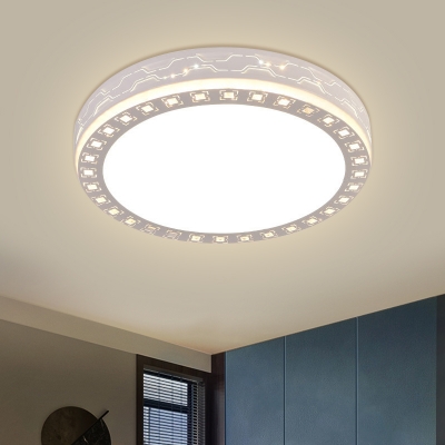 Round Laser Cut Iron Flush Light, Simple Bedroom Light Fixtures