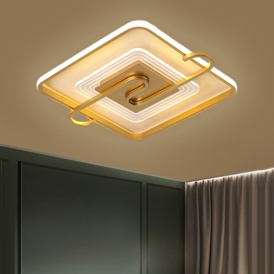 Square Flushmount Lighting Nordic Metal LED Gold Flush Mount Lamp in Warm/White Light, 16.5