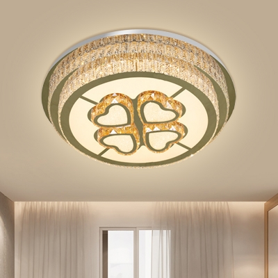 Tiered Round Crystal Flush Light Modern Stylish Corridor LED Ceiling Flushmount Lamp in Nickel