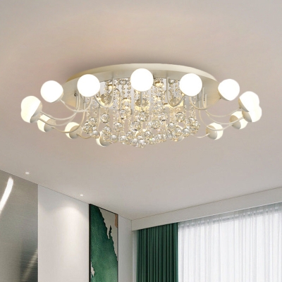 Black/White 10/12-Head LED Flush Light Modern Milk Glass Ball Close to Ceiling Lighting in Warm/White Light