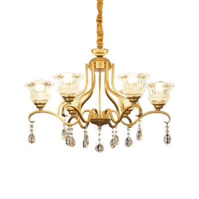 Blossom Chandelier Lamp Contemporary Faceted Glass 3/6/8 Lights Gold Ceiling Hang Fixture