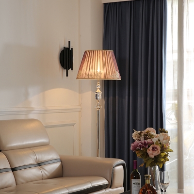 Champagne Conic Shade Standing Floor Lamp Contemporary 1 Bulb Pleated Fabric Floor Light
