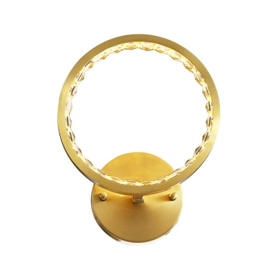 Gold Halo Ring Wall Light Kit Minimalistic Crystal Bedside LED Wall Mount Lighting Fixture