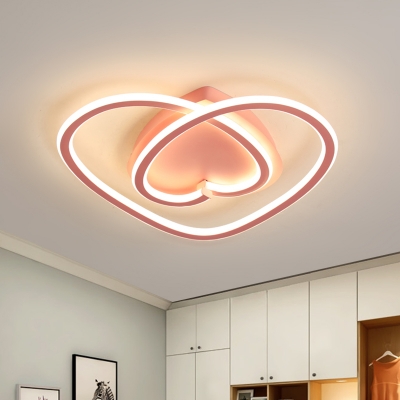 Heart Acrylic LED Ceiling Lighting Modernist Pink/Gold Flush Mount Light Fixture for Bedroom