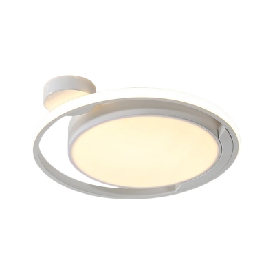 Metal Circular Ceiling Flush Mount Nordic Black/White LED Flushmount Lighting in Warm/White Light, 18