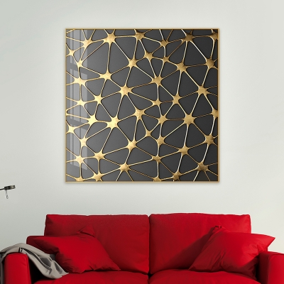 Metal Square Neural Net/Vein Wall Lamp Asian Style LED Gold Wall Mural Lighting Fixture for Study Room