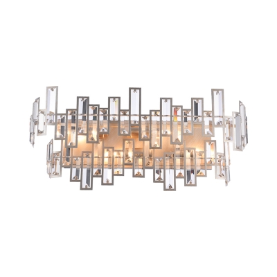 Modern Dual-Tiered Vanity Lighting Rectangle-Cut Crystal 4-Light Bathroom Wall Mounted Lamp in Rose Gold