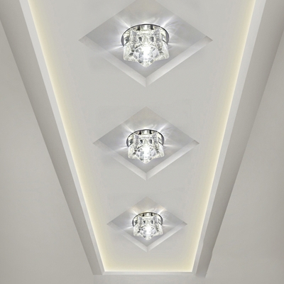 Star Shaped Mini LED Flushmount Lighting Simple Clear Crystal Ceiling Mount Lamp in White/Warm/Multicolored Light