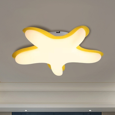 Acrylic Starfish Flush Mount Cartoon LED Close to Ceiling Lighting Fixture in White/Pink/Yellow