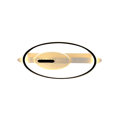 Black/Gold Circular Semi Flush Light Modern LED Acrylic Flushmount Lighting in Warm/White Light, 16.5