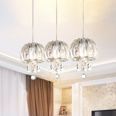Clear Dome Down Mini Pendant Modern Translucent Crystal LED Ceiling Suspension Lamp with Faceted Ball Finial