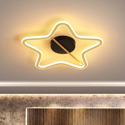 LED Sleeping Room Semi Flush Light Nordic Gold Ceiling Flush Mount with Star Acrylic Shade