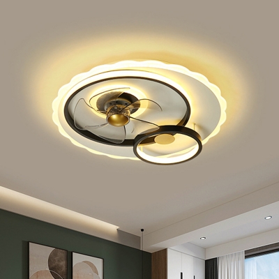 Metallic Circular Hanging Fan Light Modern 19.5
