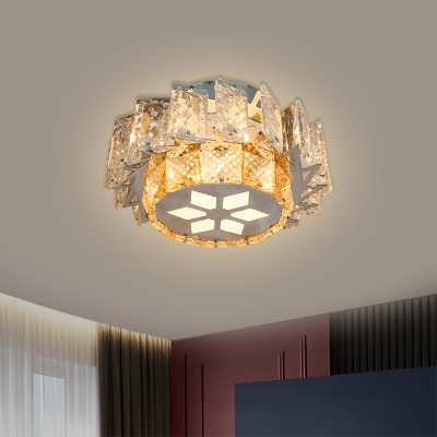 Nickel Floral Flush Light Fixture Modernism Crystal Corridor LED Surface Mount Ceiling Light