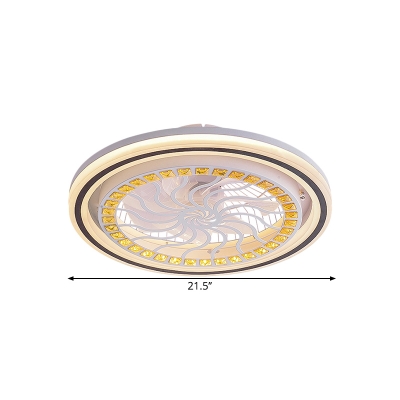 Round Acrylic Flushmount Modern Style LED White Close to Ceiling Lamp with Geometric/Flower Pattern
