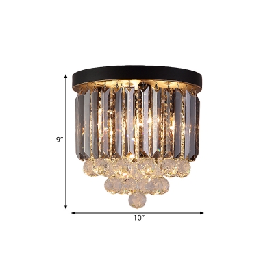 Tapered Doorway Flushmount Ceiling Lamp Crystal Rectangle 2/4-Light Modern Ceiling Mounted Fixture in Black, 10