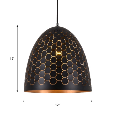 1 Light Suspension Lamp Retro Style Bar Hanging Lamp Kit with Bullet Metal Shade in Black, 10