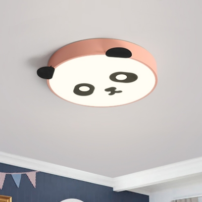 Acrylic Panda Flush Ceiling Light Cartoon LED Flush Mount Lighting in Pink/Blue for Kids Bedroom