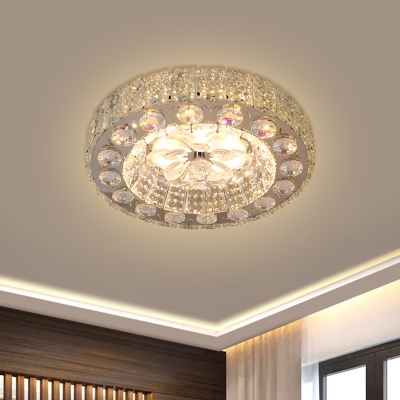 Blossom Small LED Flush Light Simplicity Nickel Crystal Close to Ceiling Lighting Fixture