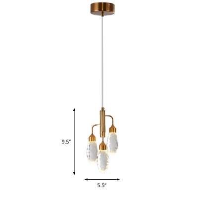 Capsule LED Pendant Lighting Modern Gold Faceted Cut Crystal Ceiling Hanging Light