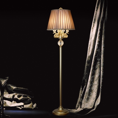 Fabric Bronze Floor Standing Light, Floraine Floor Lamp