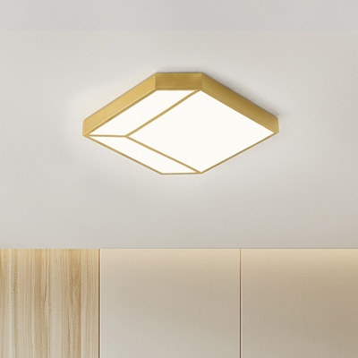 Gold Geometry Flush Ceiling Light Modernist LED Metallic Flush Mount Lamp in Warm/White Light