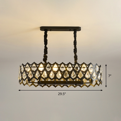 Modern Round Pendant Light with Grid Design Crystal 10/14 Bulbs 27.5