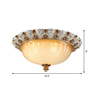 Ribbed Glass Hemisphere Ceiling Light Traditional 16