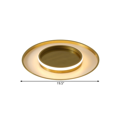 Round Flush Mount Light Modernist Metallic LED Gold Flushmount Lighting in Warm/White/3 Color Light
