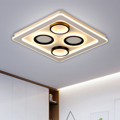 Square Metallic Ceiling Light Fixture Nordic Black-White LED Flush Mount in 3-Color Light, 16.5