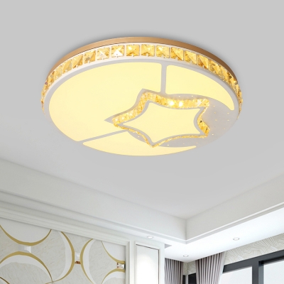 Universe/Star/Leaf/Loving Heart Bedroom Flush Mount Clear Crystal Glass LED Modern Ceiling Mounted Fixture in White