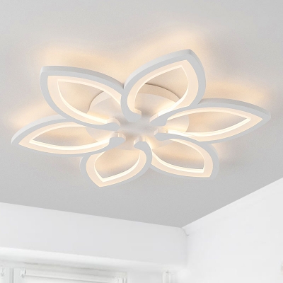 Acrylic Flower Close to Ceiling Lamp Minimalism LED Flush Mount Light Fixture in White