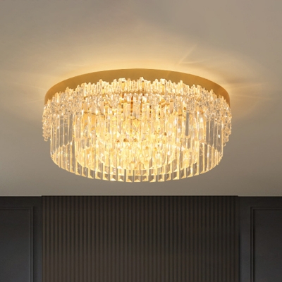 Circular Flush Mount Lighting Contemporary Crystal Prisms 3/5/6 Lights Clear Ceiling Lamp, 14