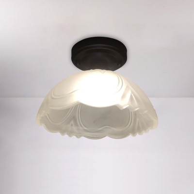 Countryside Domed Flush Ceiling Light 1 Head Opaline Glass Flush Mount Lighting Fixture in Clear