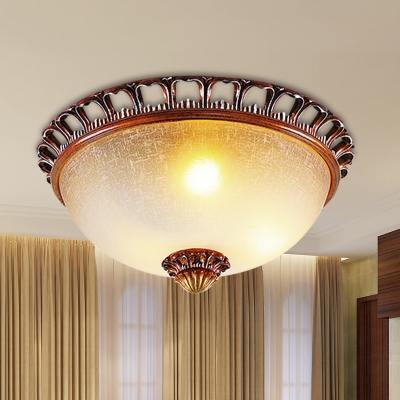 Frosted Glass Brown Flush Light Fixture Half-Sphere 13