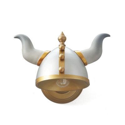 Gold-Silver Horn Hat Wall Mounted Light Cartoon 1 Head Metallic Wall Lamp Fixture