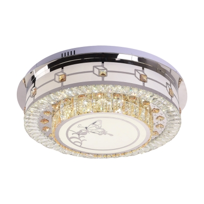 LED Modern Ceiling Fixture with Beveled Glass Shade Clear Butterfly Flush Ceiling Light for Great Room