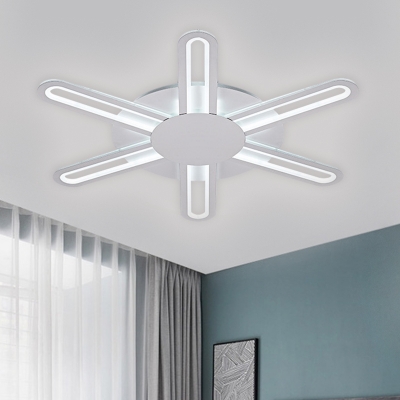 Minimalist LED Ceiling Flush Mount White Snowflake Flush Lamp with Metal Shade in Warm/White Light, 29.5