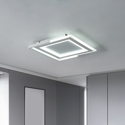 Square Flush Light Fixture Nordic Acrylic LED Gold Flushmount Lighting in Warm/White Light, 16