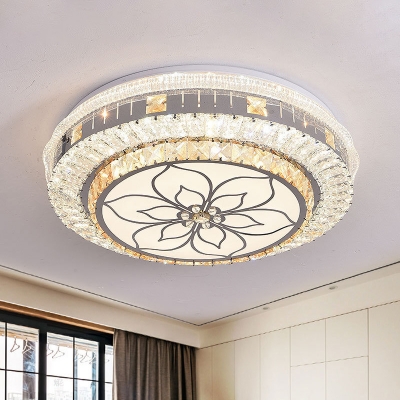 Stainless Steel Flower Ceiling Flush Modernist Cut Crystal Bedroom LED Flush Mount Light Fixture