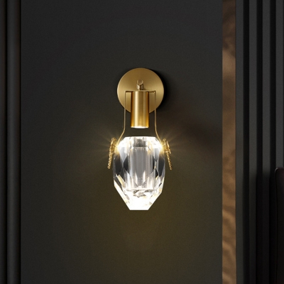Teardrop Crystal LED Sconce Lighting Post-Modern Bedside Wall Mount Light in Gold