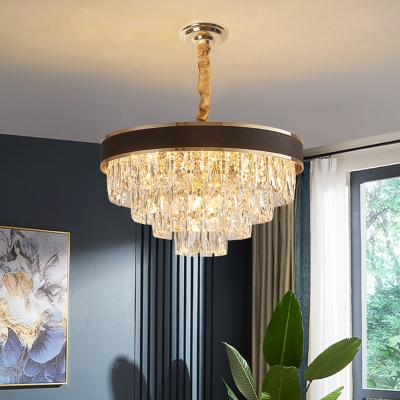 Tiered Tapered Clear Crystal Drop Lamp Modern 8/10-Head 18