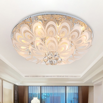 8/10-Light Flush Mounted Light Fixture Modern Peacock Tail Inspired Clear Crystal Ceiling Lamp, 23.5