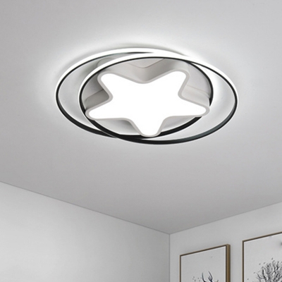 Acrylic Star Flush Mount Lighting Simple LED White Close to Ceiling Lamp in Warm/White Light