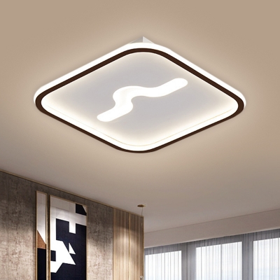 Black/Gold LED Flush Mount Fixture Modernist Metal Close to Ceiling Lamp in Warm/White Light, 16