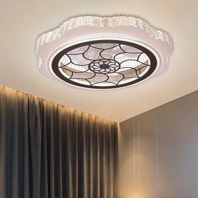 Blossom Porch Flushmount Light Crystal LED Modernist Ceiling Lighting in White with Plum Blossom/Sunflower/Star Pattern
