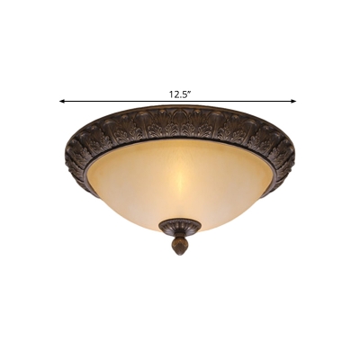 Brass Bowl-Shape LED Flushmount Traditional Frosted Glass Kitchen Close to Ceiling Light, 12.5