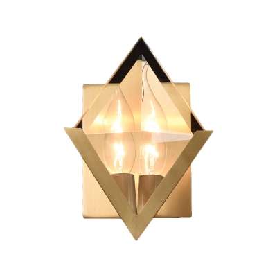 Candle Wall Mount Lamp Modernism Metal 1 Bulb Bedroom Wall Lighting Fixture with Square Clear Glass Panel